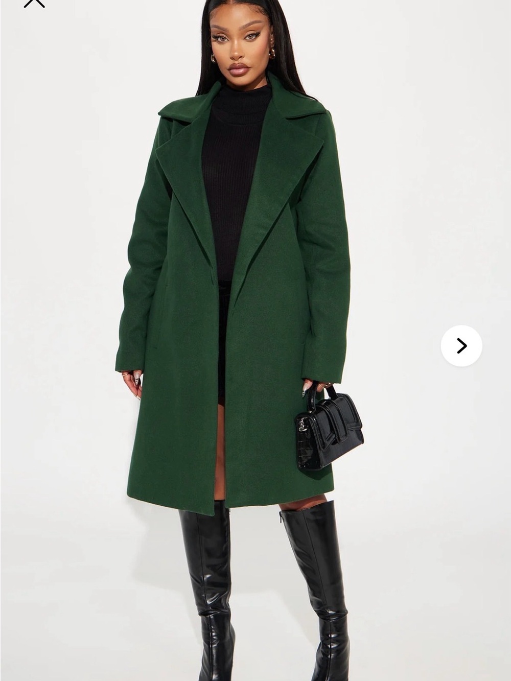 Fashion Nova Forest Green Long Trench Coat